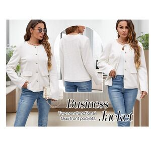 SALE!!! MEROKEETY Women's Long Sleeve Tweed Blazer Jackets, Size: S